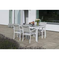 Hillerstorp Hånger pöytä + 4 matalaa tuolia valkoinen