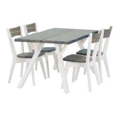 Lana lankkupöytä 90x150 + 4 Lana tuolia harmaa/valkoinen