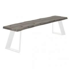 Lana penkki 200x40 metallijalalla, Harmaa kansi/Valkoinen jalka