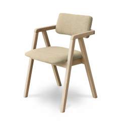 Nigel tuoli massiivitammi, White oiled, Domino 5 beige