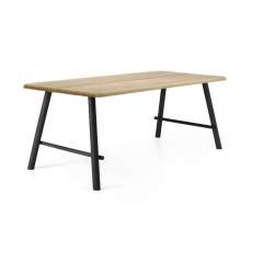 Olivia ruokapöytä 90x200 antiikki kannella, Mustat jalat