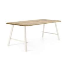 Olivia ruokapöytä 90x200 antiikki kannella, Valkoiset jalat