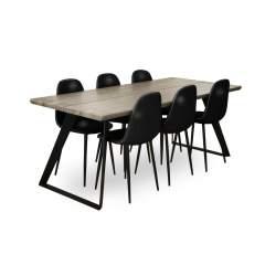 Rustico lankkupöytä 90x200 + 6 Polar tuolia musta