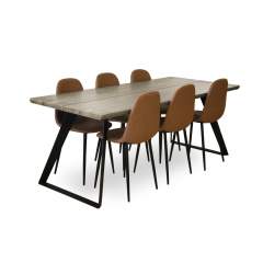Rustico lankkupöytä 90x200 + 6 Polar tuolia ruskea