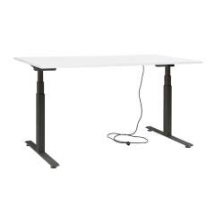Ergo sähköpöytä 115x67 valkoinen, Mustalla jalalla