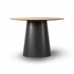 Barrel pyöreä ruokapöytä 110cm, Light natural oiled/musta jalka