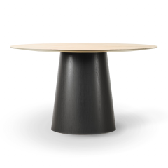 Barrel pyöreä ruokapöytä 130cm, White oiled, musta jalka