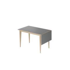 Casø C-Edge ruokapöytä 120x75 klaffilla, Valkaistu tammi/Stone laminaatti