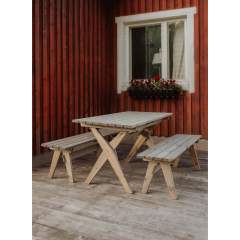 Ecofurn Granny pöytä 145 + 2 penkkiä