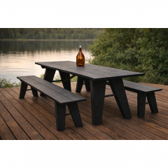 Ecofurn Paavo pöytä 220 + 2 penkkiä