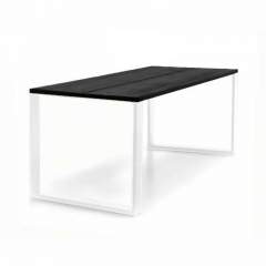 Edna lankkupöytä 90x140 metallijalalla, Musta kansi/Valkoinen jalka