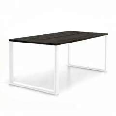 Edna lankkupöytä 90x180 metallijalalla, Musta kansi/Valkoinen jalka