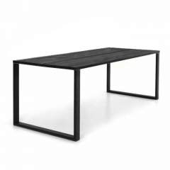 Edna lankkupöytä 90x220 metallijalalla, Musta kansi/Musta jalka