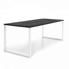 Edna lankkupöytä 90x220 metallijalalla, Musta kansi/Valkoinen jalka