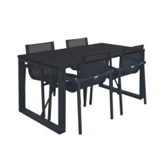Edna lankkupöytä 90x140+4 Arlöv-tuolia, Musta/musta