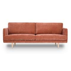 Finsoffat Jasmi 3 istuttava sohva Rox samettikankaalla, 128 Brick, Koivu jalat