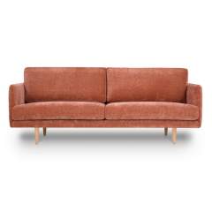 Finsoffat Jasmi 3 istuttava sohva Rox samettikankaalla, 128 Brick, Tammi jalat