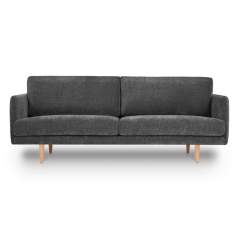 Finsoffat Jasmi 3 istuttava sohva Rox samettikankaalla, 66 Graphite, Tammi jalat