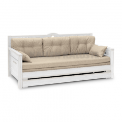 Konsta vuodesohva, Valkoinen runko, Hygge beige patjasarja