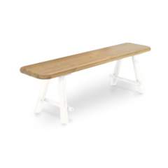 Olivia penkki 150cm, Antiikki kansi, valkoiset jalat