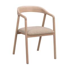 Rowico Dillon käsinojallinen ruokapöydäntuoli, Valkaistu tammi/beige