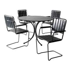 Varax Suvisaari pyöreä pöytä + 4 tuolia terassille, Musta