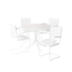 Varax Suvisaari pyöreä pöytä + 4 tuolia terassille, Valkoinen