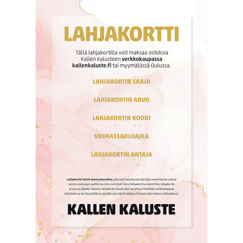 Kallen Kaluste -lahjakortti