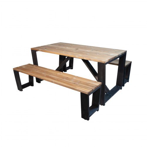 Ecofurn Jussi pöytä 160 + 2 penkkiä