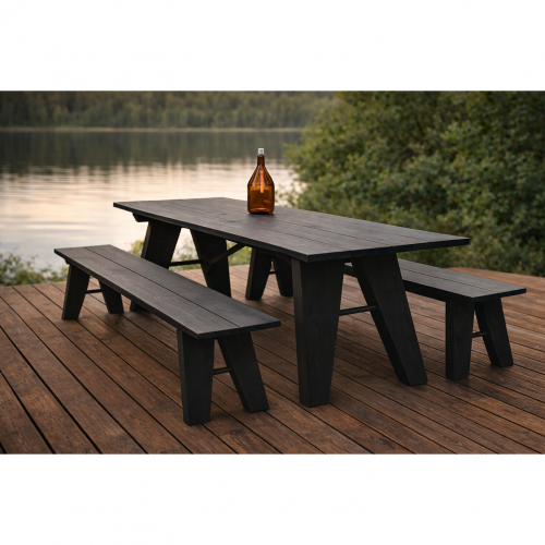 Ecofurn Paavo pöytä 220 + 2 penkkiä