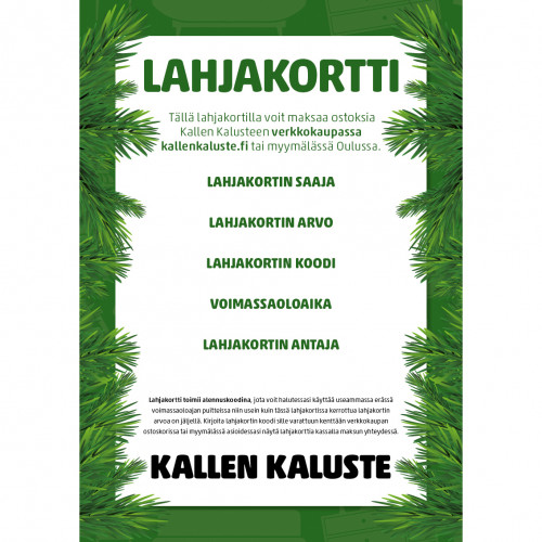 Kallen Kaluste -lahjakortti